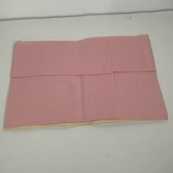 Vintage Tablecloth & 4 Napkins Pink Daisy Flower Applique New Never Used Retro - Picture 4 of 7